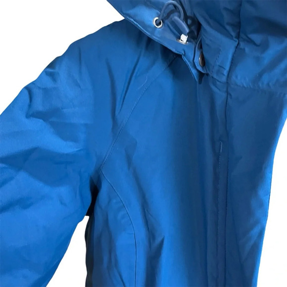 LAND’S END ~ Women’s Long Puffy Down Jacket with Detachable Hood Blue Pockets - Picture 2 of 14